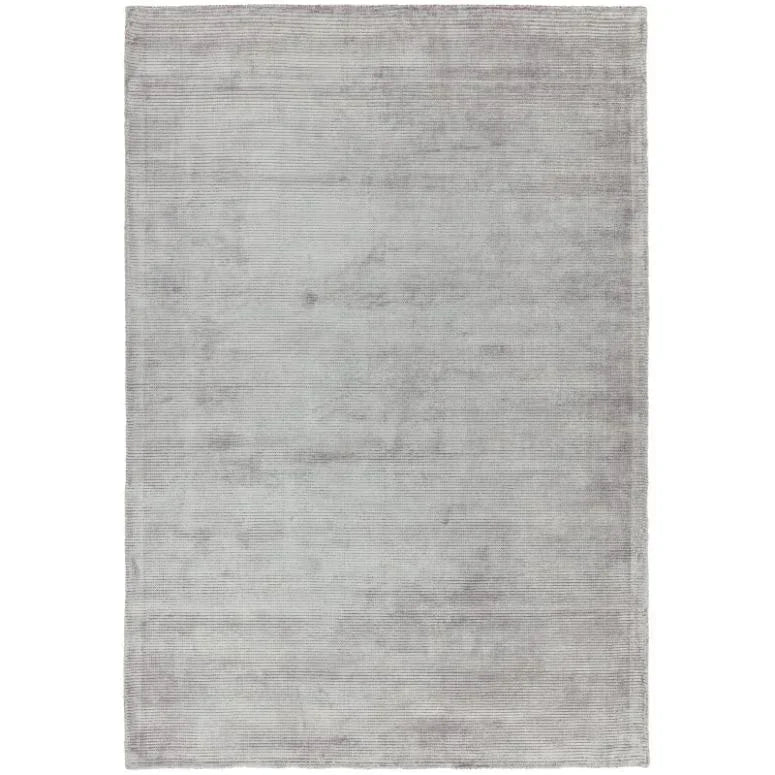 Light grey area rug with subtle horizontal texture, rectangular design for living room or bedroom