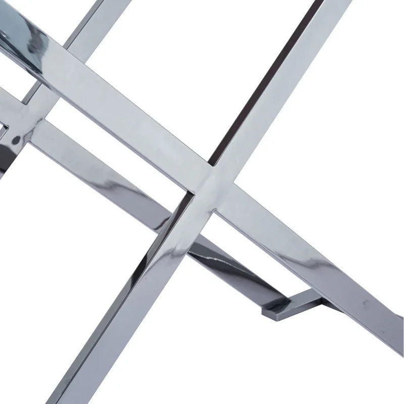 Axel Grey Gunmetal Console Table with Smoke Glass Top