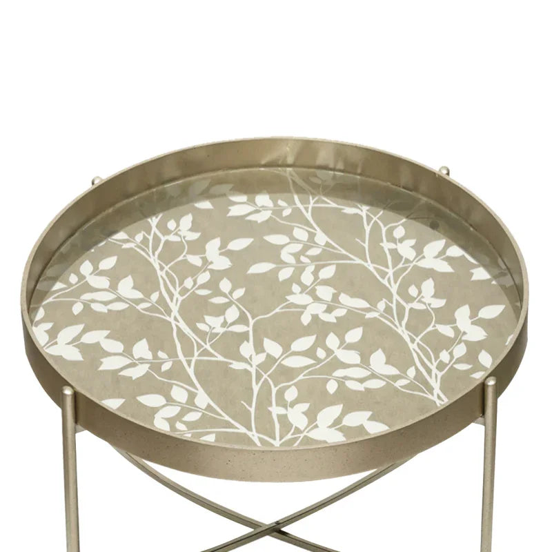 40cm Champagne Coffee Table with Leaves Design KD Legs