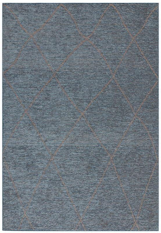 Grey area rug with subtle diamond pattern and textured surface