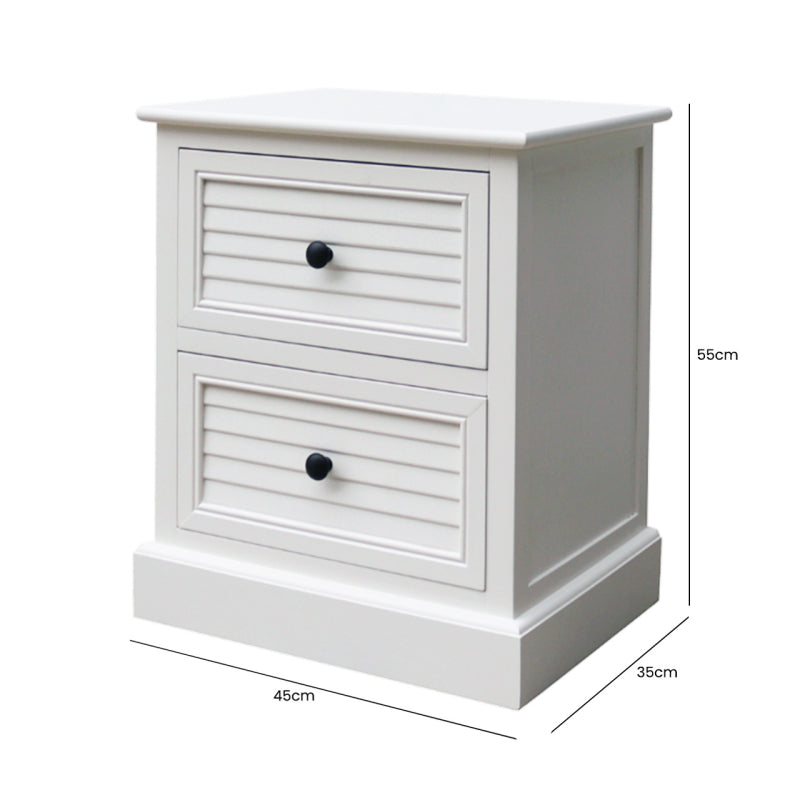 Elise 2 Drawer Bedside Cabinet Pearl White
