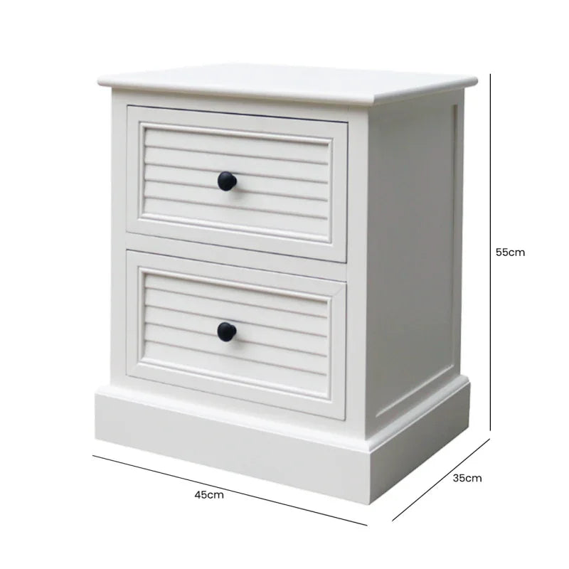 Elise 2 Drawer Bedside Cabinet Pearl White