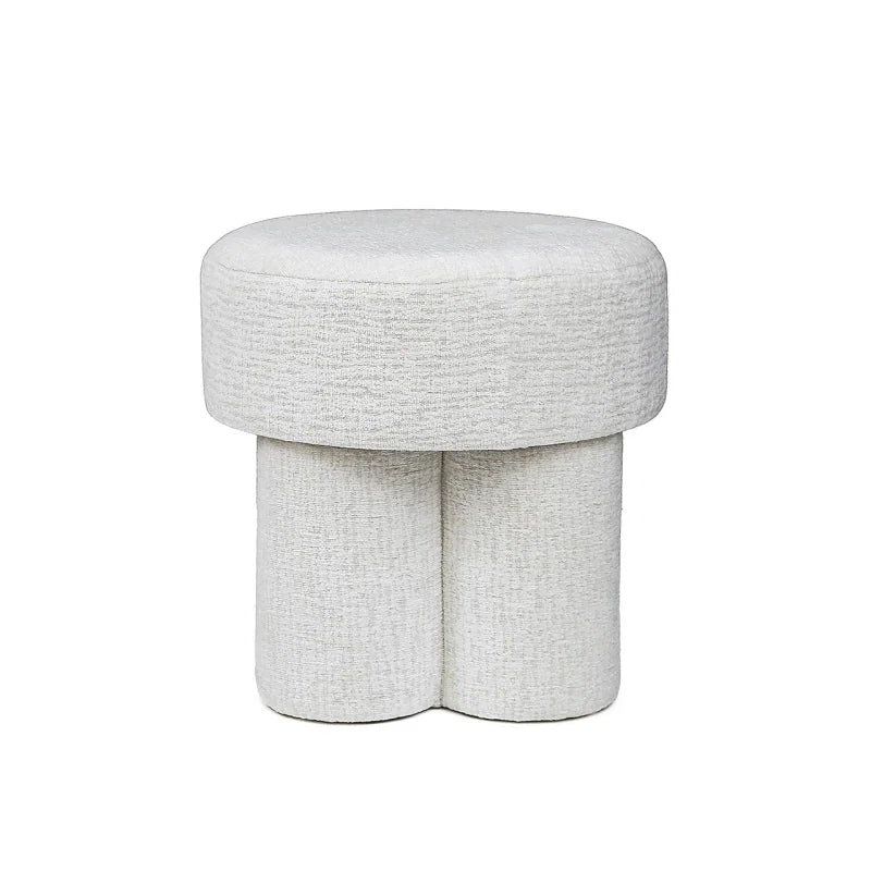 47.5cm Ivory Chenille Round Stool