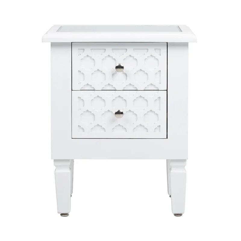 Casablanca White 2-Drawer Bedside Cabinet - DSP