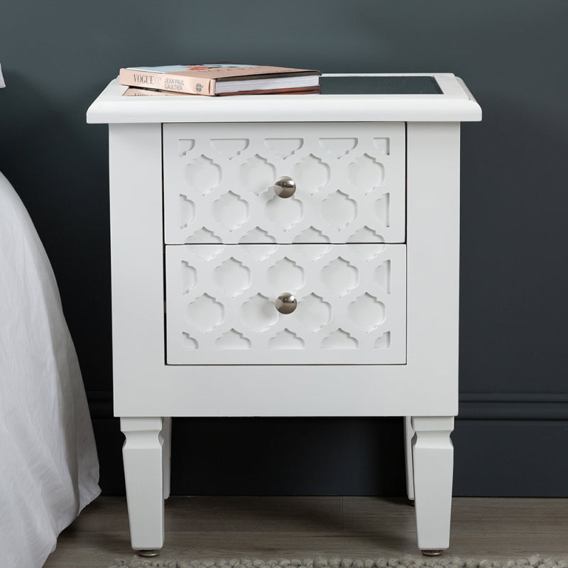 Casablanca White 2-Drawer Bedside Cabinet - DSP
