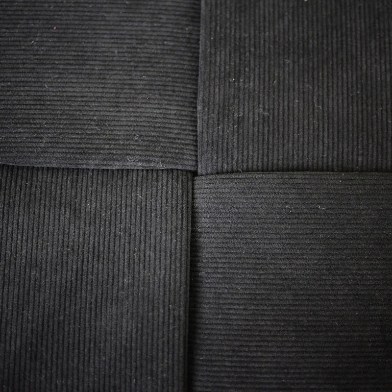Black Velvet Square Woven Ottoman