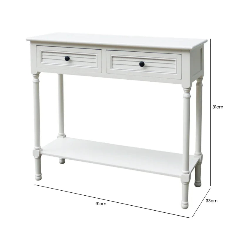 Elise 2 Drawer Console Table Pearl White