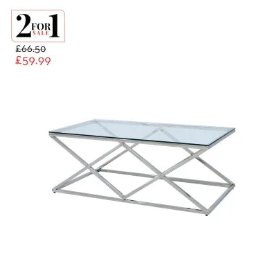 Imperia Stainless Steel Coffee Table Glass Top