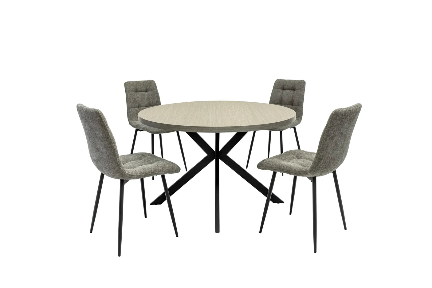 Russo 1.2m Round Dining Table - Grey Melamine / Black Leg