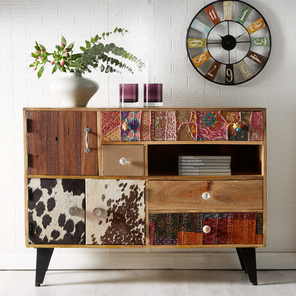 Ascot Large Sideboard made from reclaimed metal and solid wood