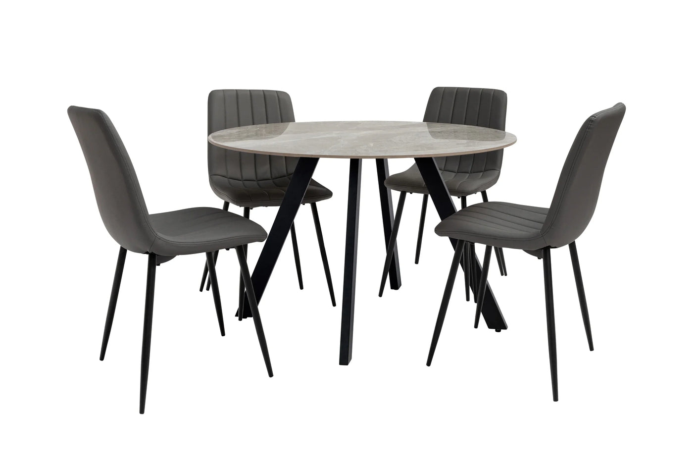 1.1m Grey Stone Round Dining Table - Stylish Modern Furniture