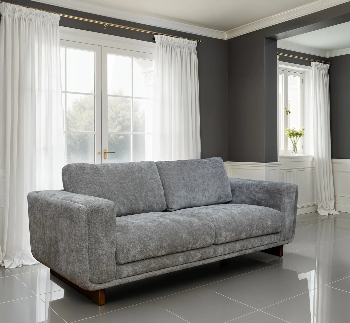 Selby Fabric 3 Seater Sofa - Grey