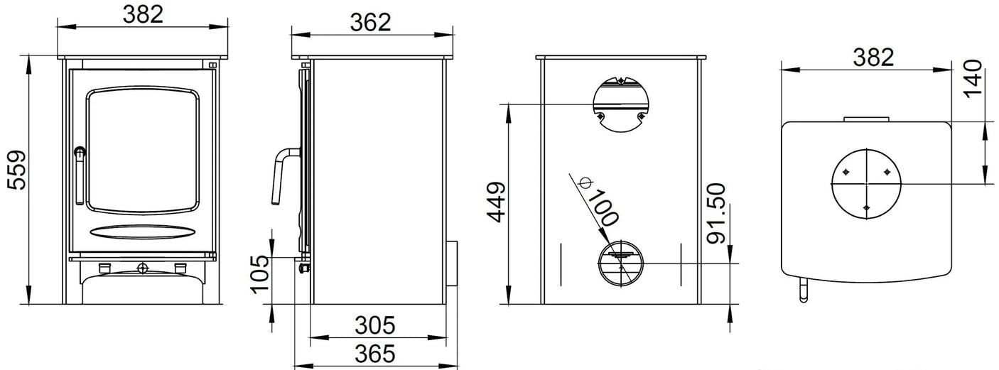 Sherwood 5kW Multi Fuel (Eco) - Technical Drawing
