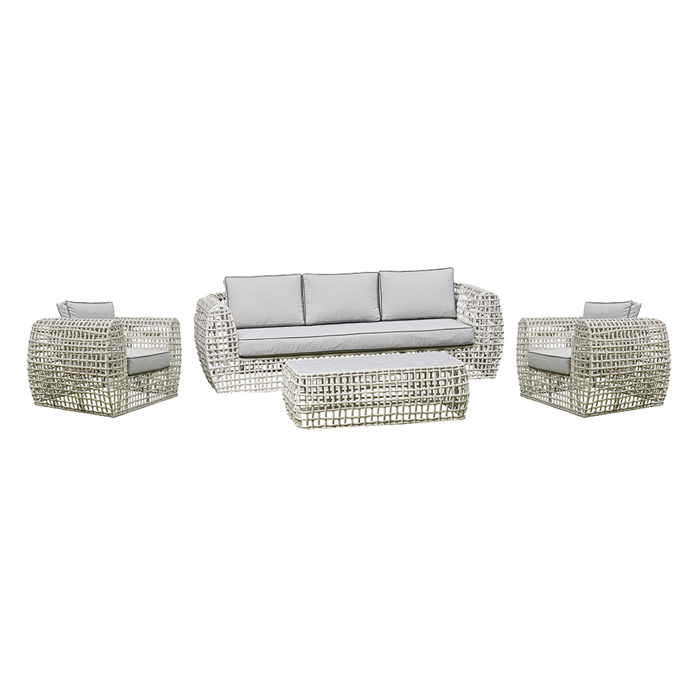Fordham Grey Rattan Sofa Set – 3-Seater, Chair & Coffee Table