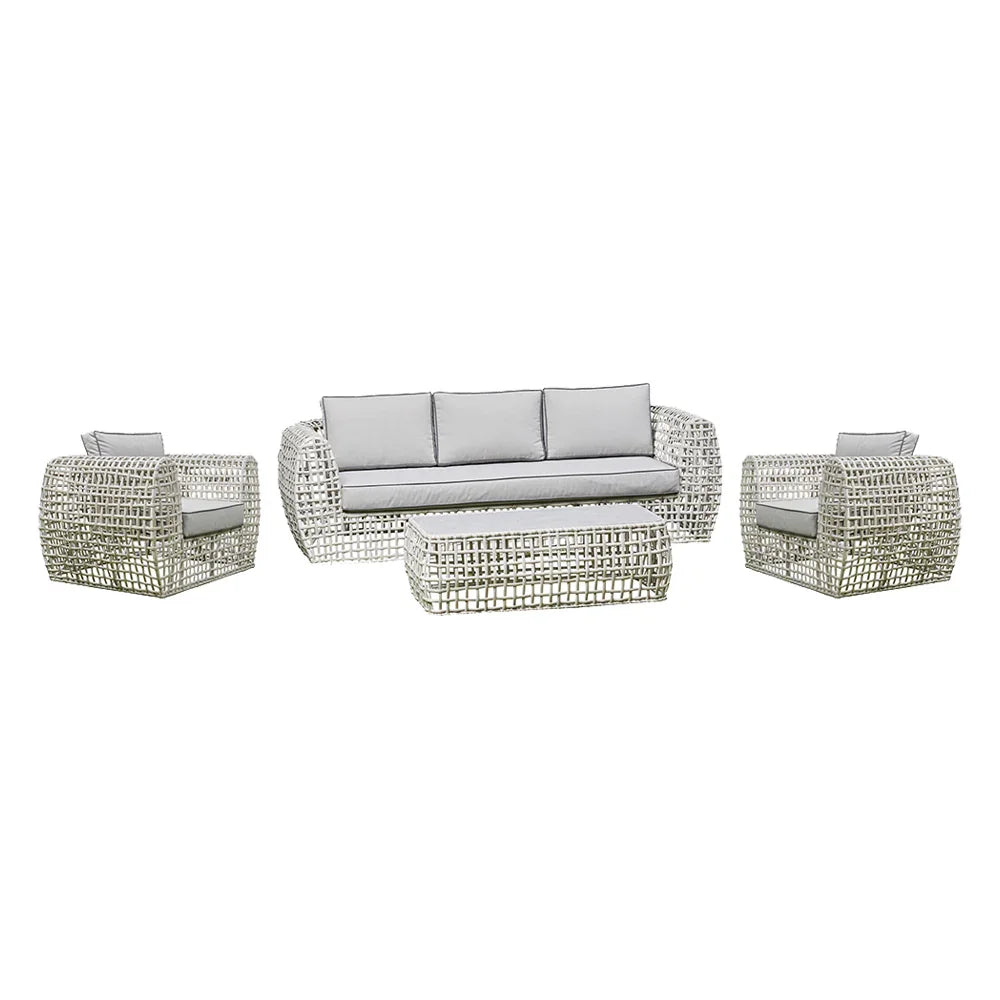 Fordham Grey Rattan Sofa Set – 3-Seater, Chair & Coffee Table