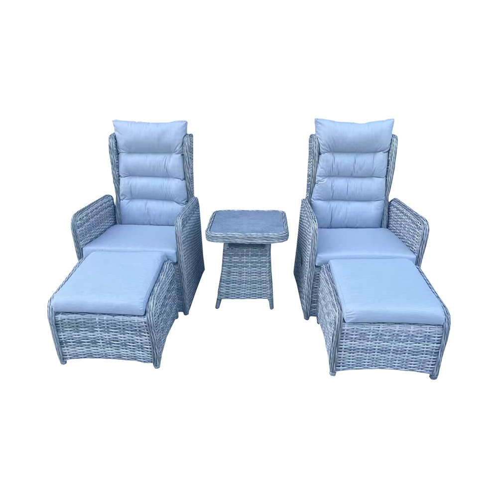 Maltby Grey Recliner Rattan Set – Chair, Footstool & Coffee Table
