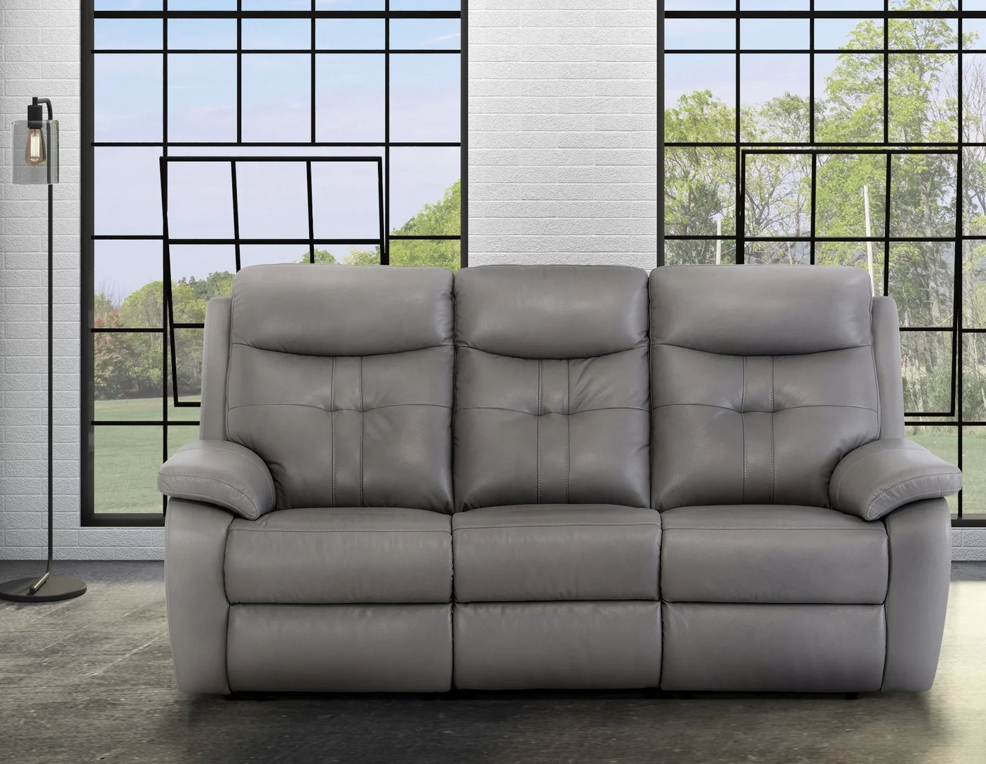 Grey Leather Electric 3-Seater Recliner Sofa for Ultimate Comfort