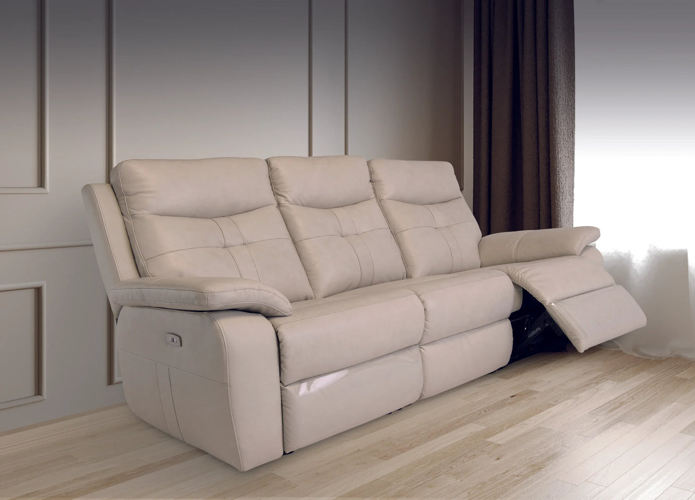 Light Stone 3-Seater Electric Recliner Sofa for Ultimate Comfort