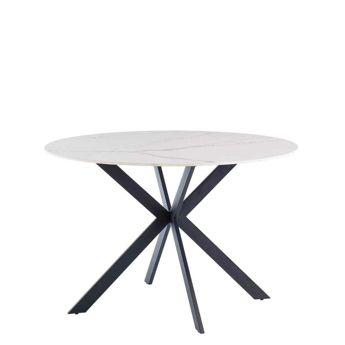 Stylish 1.2m Round Dining Table in White with Black Legs – Home Centre ...