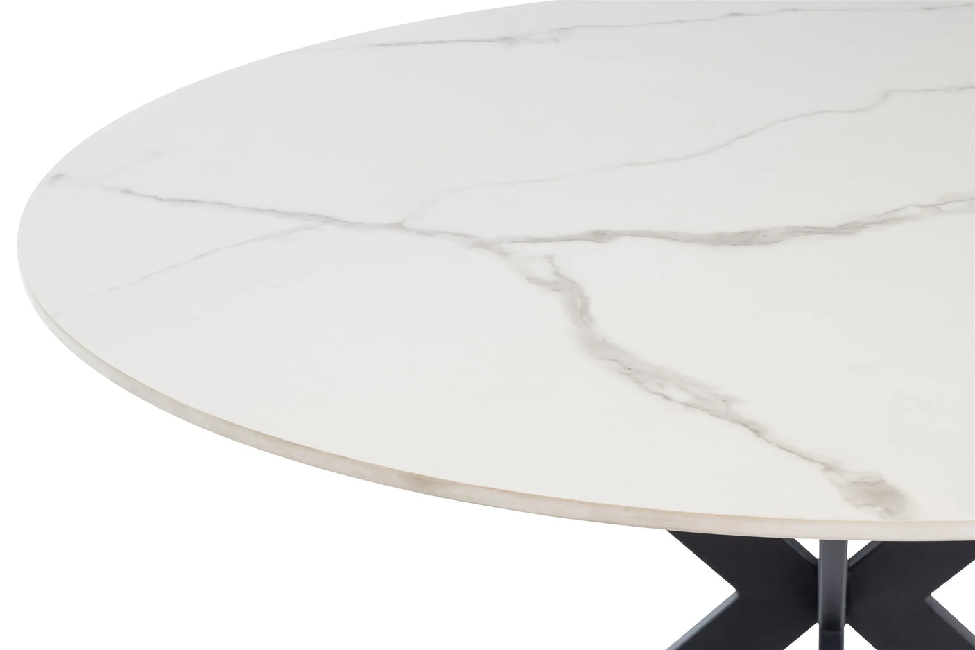 Stylish 1.2m Round Dining Table in White with Black Legs