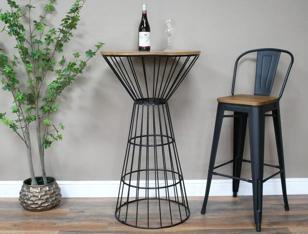 Buy industrial bar table and stool set online, modern metal furniture, home bar decor
