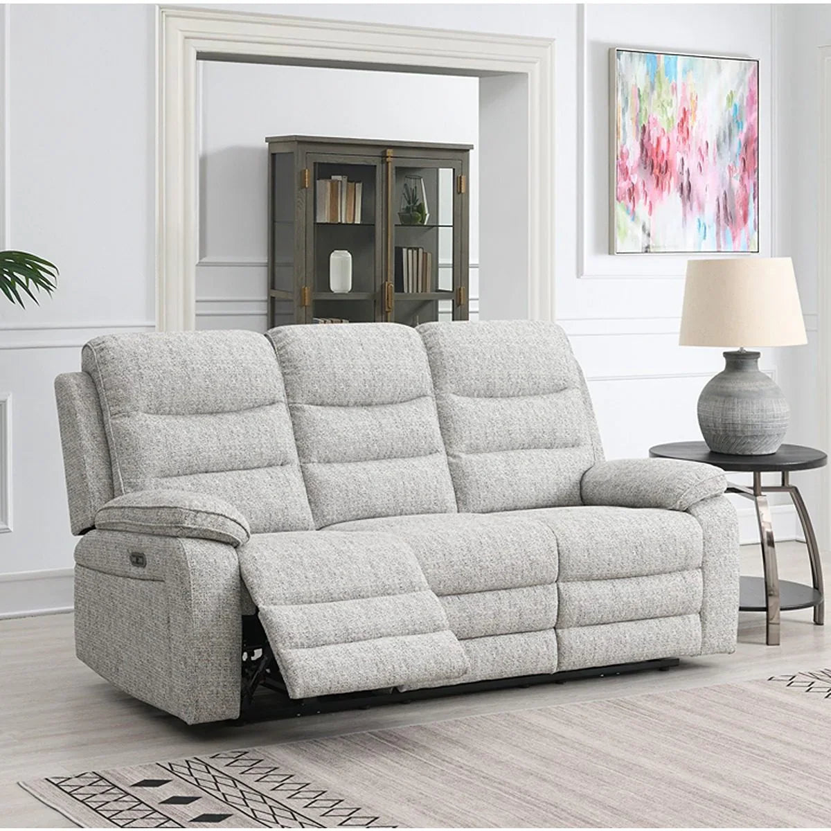 Buy grey fabric recliner sofa online, modern living room furniture, cozy loveseat