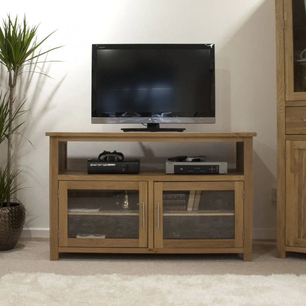 Buy wooden TV stand unit online with storage cabinet for living room