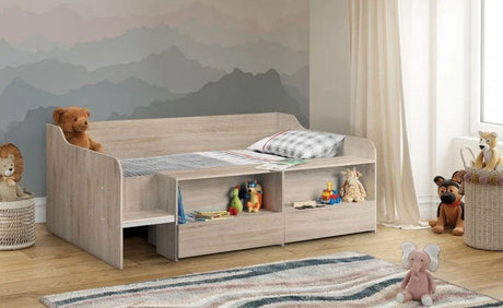 Buy kids wooden bed with storage and toys online, children's bedroom furniture for sale