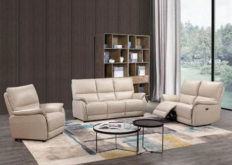 Buy beige leather recliner sofa set online, modern living room furniture, luxury couch sale