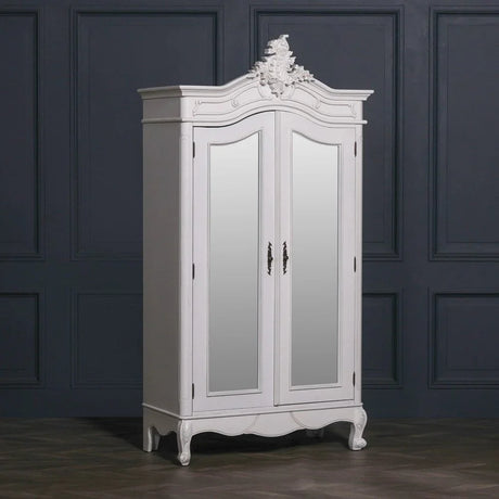 Buy white mirrored armoire wardrobe online, antique French closet cabinet furniture