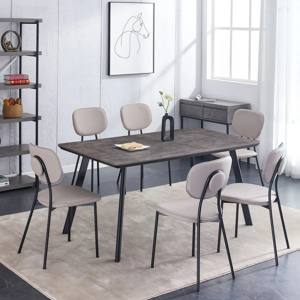 Buy modern dining table set online, contemporary grey chairs, minimalist kitchen furniture