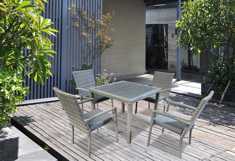 Buy outdoor patio furniture set online, wicker dining table and chairs for garden terrace