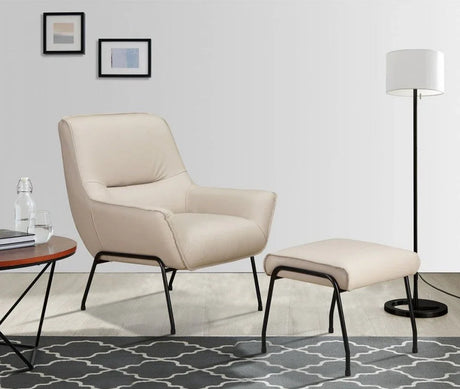 Buy beige accent chair and ottoman set online, modern living room seating furniture