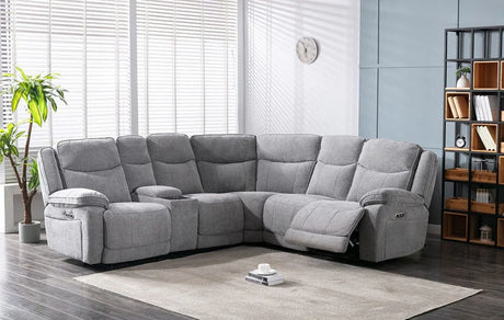 Buy grey sectional recliner sofa online, modern living room couch with cup holders, LSI furniture