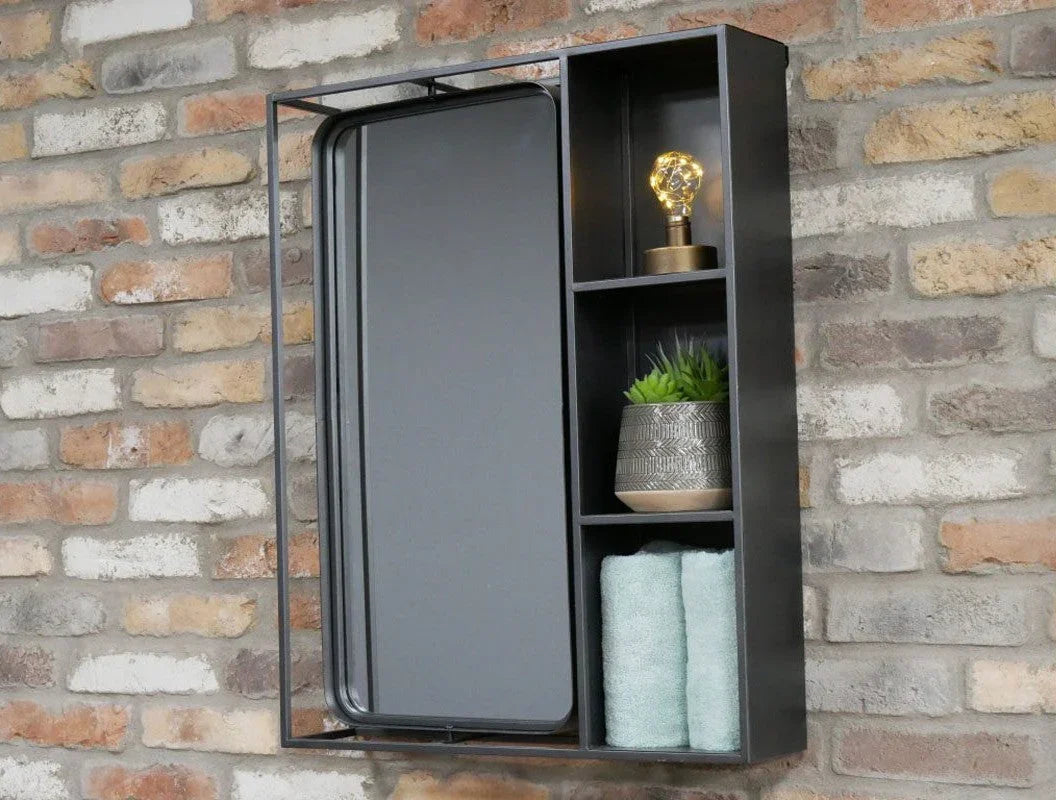 Buy modern black wall cabinet with shelves online, bathroom storage, industrial decor
