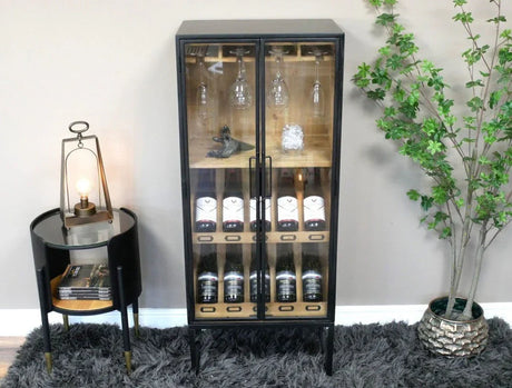 Buy modern glass wine cabinet online, stylish home bar furniture, liquor storage display