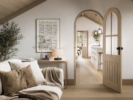 Buy blonde oak curved door lining online, modern interior door frame, arched wood doorway