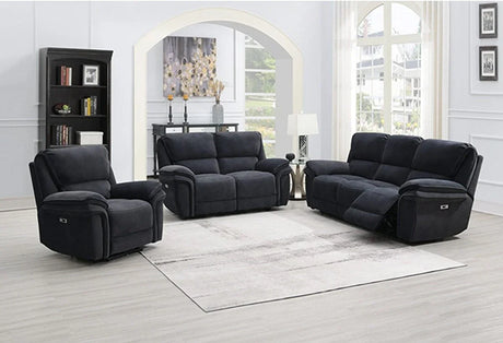 Buy black reclining living room sofa set online, modern plush couches and armchair furniture