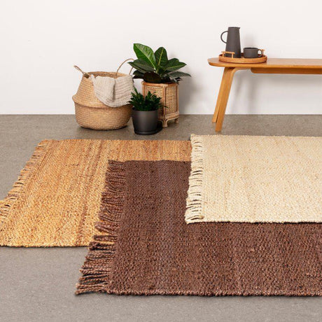 Buy natural jute rugs online, textured area rugs with fringe, living room decor mats