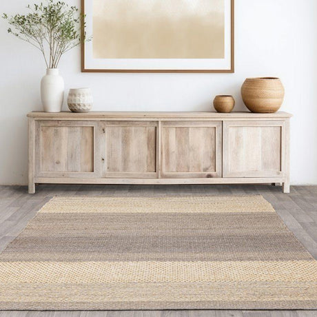 Buy natural jute area rug online, woven neutral rug for living room, modern textured style