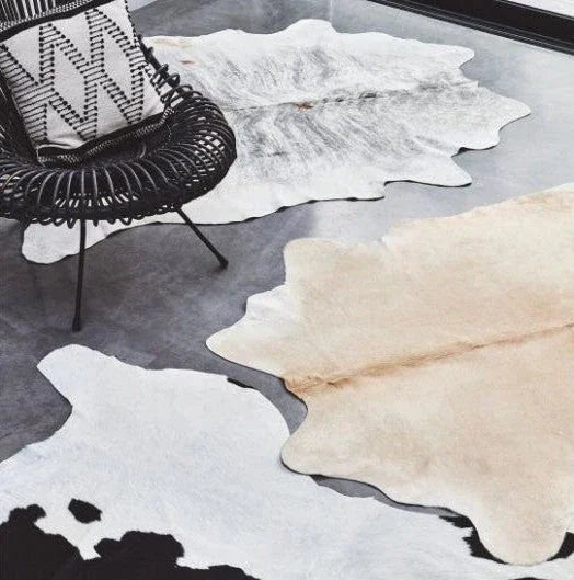 Buy cowhide rugs online, natural cow skin rugs, modern decor, living room area mat