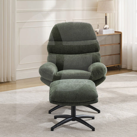Clark Leisure Chair w/Footstool Winter Moss - Default - JFR19039C_003
