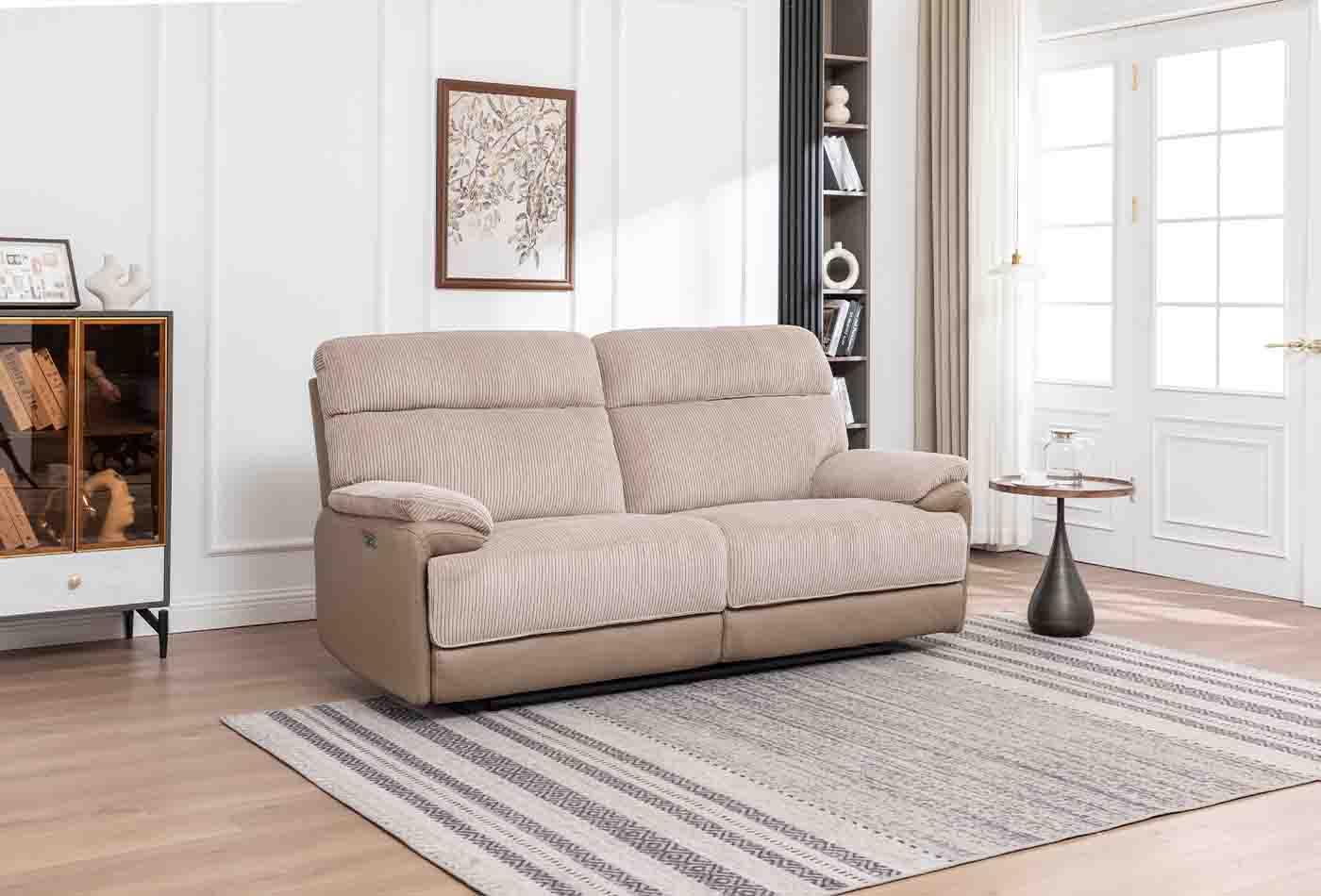 Arlington 2.5 seater sofa with beige cord upholstery in a modern living room setting