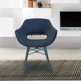 Black viva chair with curved backrest and cut-out seat on patterned rug in modern living room