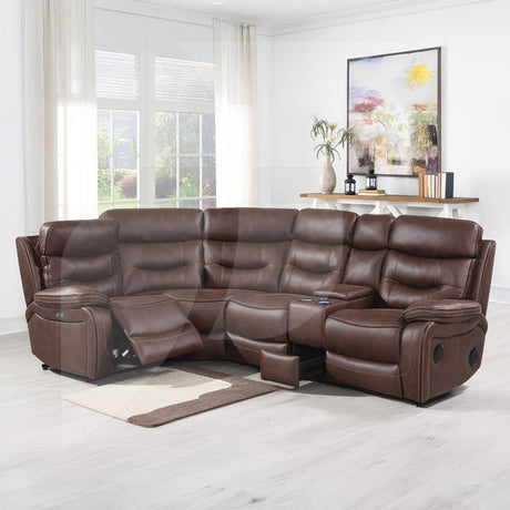 Noah Tech LAF Sectional 2-C-1 & Console - Chocolate & Matching Piping - Default - MH0185-SEC-LAF-PH_003