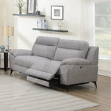 Grey 3 seater sofa electric recliner with USB port in modern living room