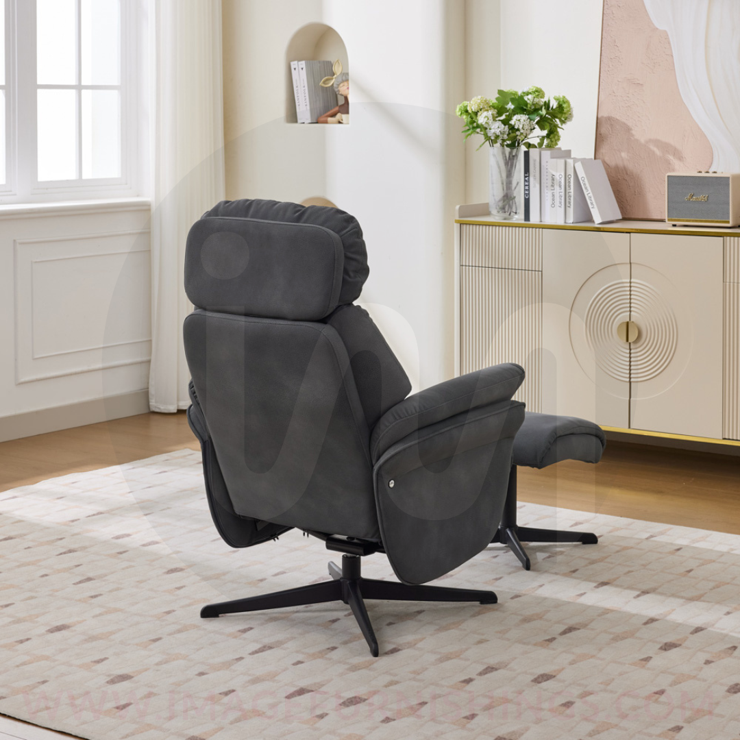 Sloane Swivel Leisure Chair w/ Footstool (Black base) - Dark Grey - Default - MC606-1_001