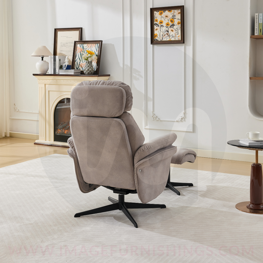 Sloane Swivel Leisure Chair w/ Footstool (Black base) - Oyster - Default - MC606-1_002