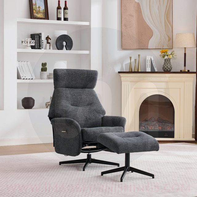 Mira Swivel Chair and Footstool - Dark Grey - Default - HF-A0776-1_003