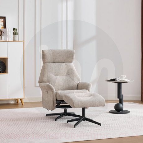 Mira Swivel Chair and Footstool - Oatmeal - Default - HF-A0776-1